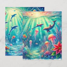 Scrapbook Paper Whimsical Ocean Poinsettia Reef