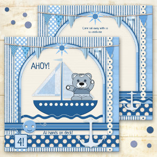 Scrapbook Sailboat Kindermädchen Party Einladung