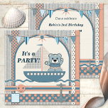 Scrapbook Sailboat Kindermädchen Party Einladung<br><div class="desc">Eine niedliche Segel- oder nautische Einladung für eine Geburtstagsfeier für Kinder oder Kleinkinder im Scrapbook Stil.</div>