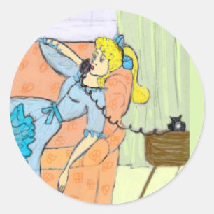 Scrapbook Sticker Retro Lady auf Dial Phone