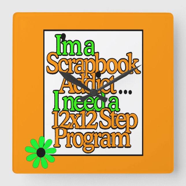 Scrapbooker Craft Room Quadratische Wanduhr (Vorderseite)