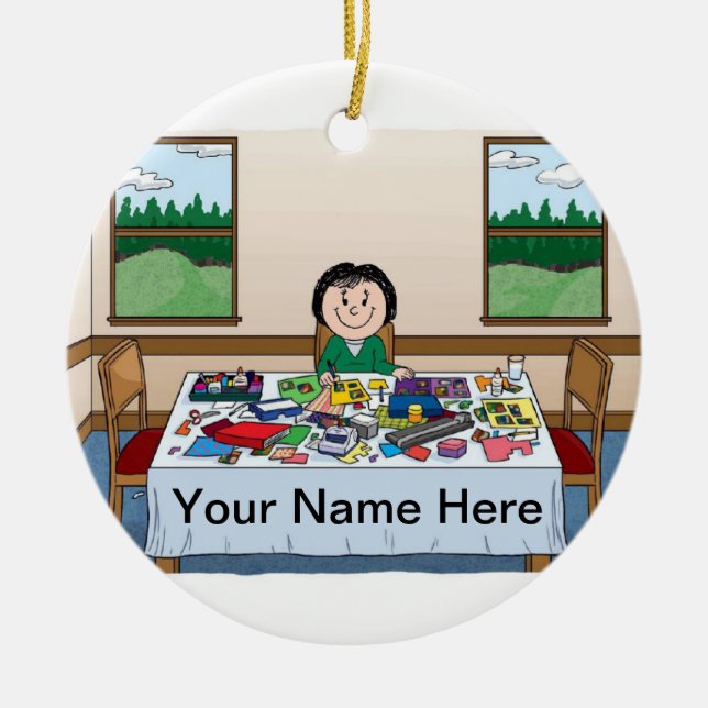 Scrapbooker - Frau Keramik Ornament (Vorne)