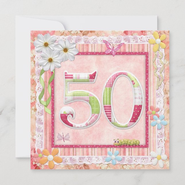 Scrapbooking zum 50. Geburtstag Einladung (Vorderseite)