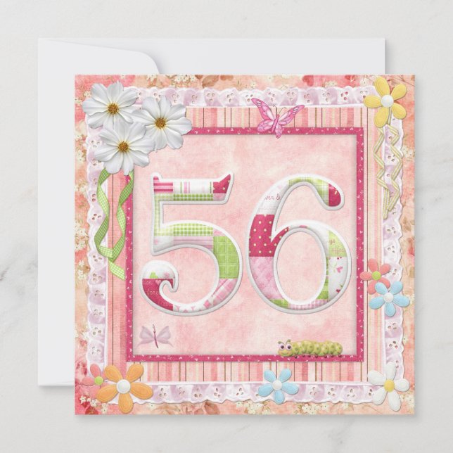 Scrapbooking zum 56. Geburtstag Einladung (Vorderseite)