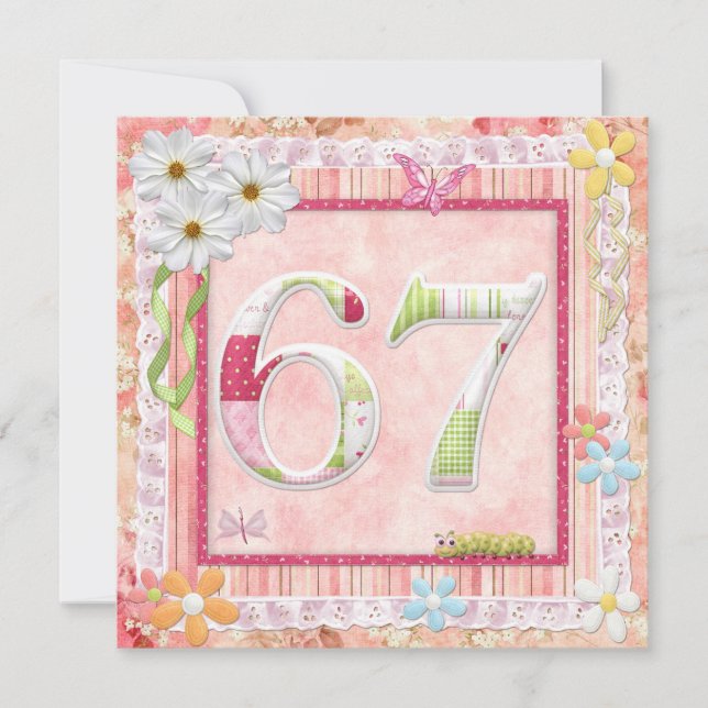 Scrapbooking zum 67. Geburtstag Einladung (Vorderseite)