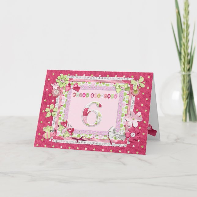 Scrapbooking zum 6. Geburtstag Karte (Vorderseite)
