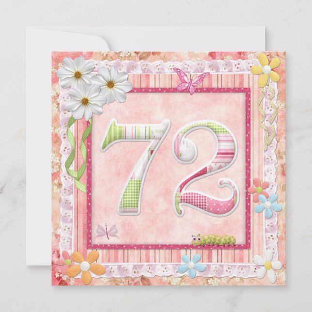 Scrapbooking zum 72. Geburtstag Einladung (Vorderseite)