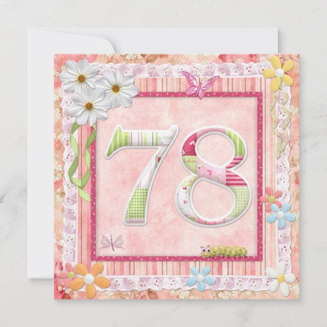 Scrapbooking zum 78. Geburtstag Einladung (Vorderseite)