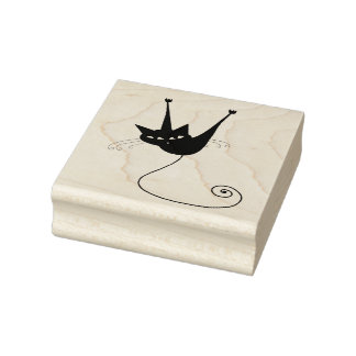 Scrappy Cat Black Kitty Custom Gummi Briefmarke Gummistempel