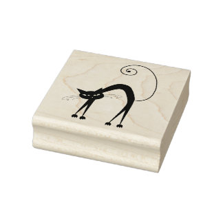 Scrappy Cat Black Kitty Custom Gummi Briefmarke Gummistempel