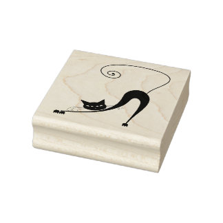 Scrappy Cat Black Kitty Custom Gummi Briefmarke Gummistempel