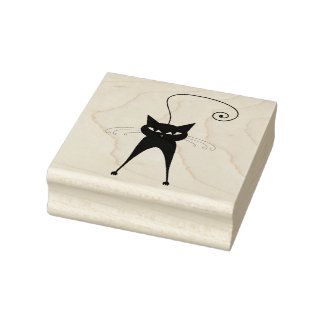 Scrappy Cat Schwarze Katze Individueller Gummistem Gummistempel