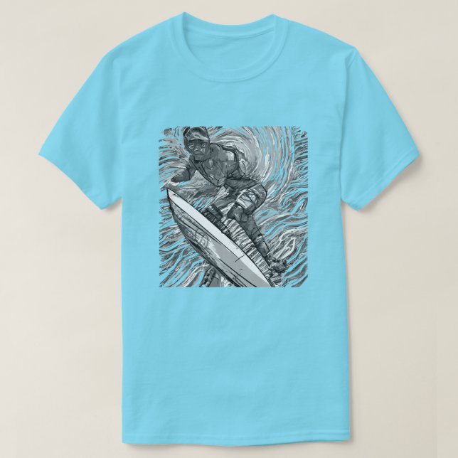 Scratchboard Graphic Surfer T-Shirt (Design vorne)