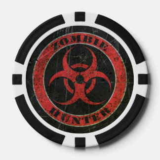 Scratched Red and Black Bio Hazard Zombie Hunter Pokerchips