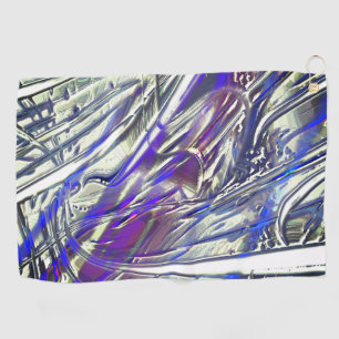 Scratched Spuren auf silberne Textur unter blauem Golfhandtuch