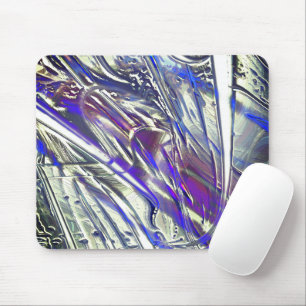 Scratched Spuren auf silberne Textur unter blauem  Mousepad