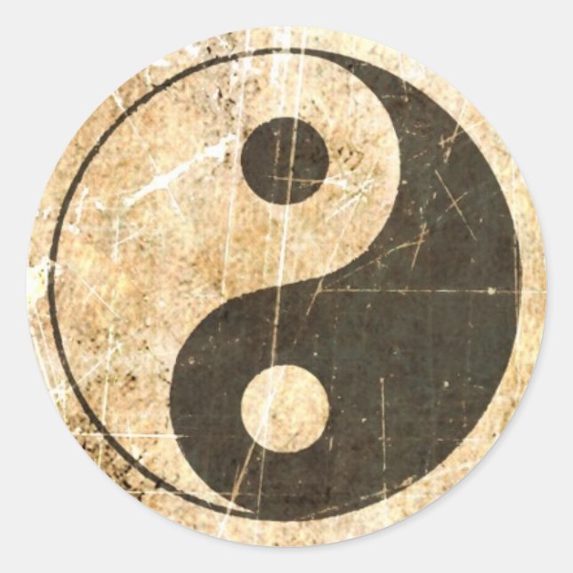 Scratched und WorldVintag Yin Yang Runder Aufkleber (Vorderseite)