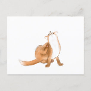 Scratching fox postkarte
