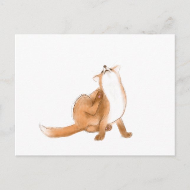 Scratching fox postkarte (Vorderseite)
