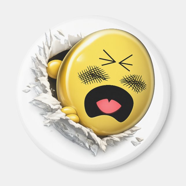 Scratchy 3D Emoji Round Magnet (Vorne)