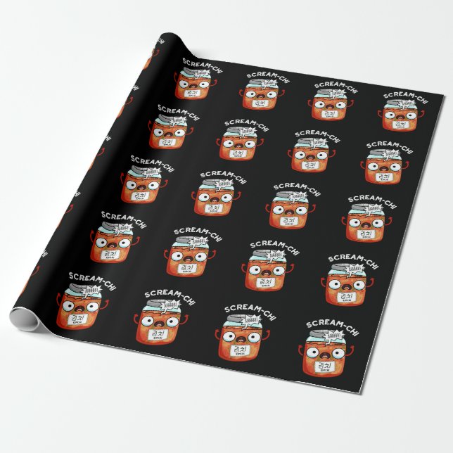 Scream chi Funny Kimchi Puns Dark BG Geschenkpapier (Ungerollt)