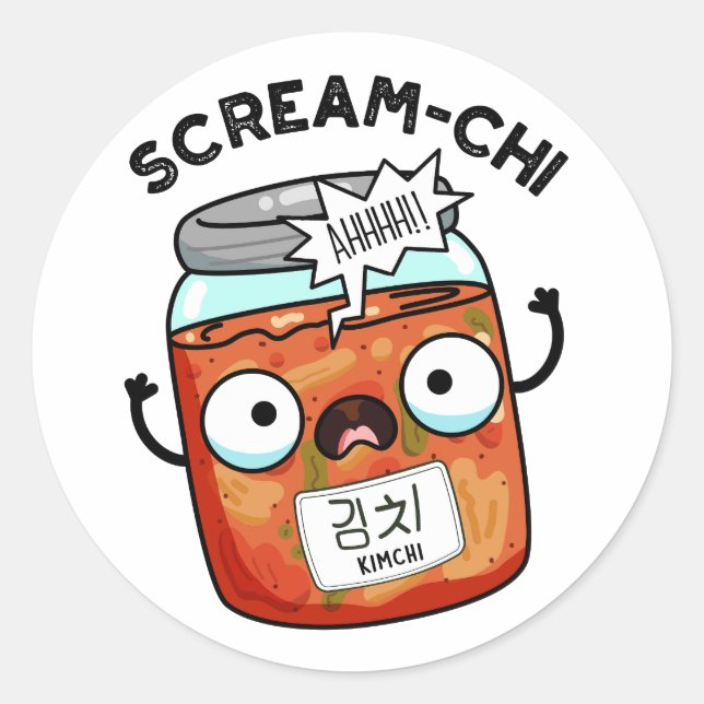 Scream chi Funny Kimchi Puns Runder Aufkleber (Vorderseite)