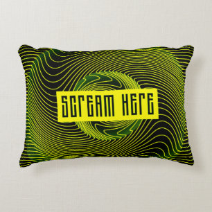 Scream Here   Neon Gelbe Optische Akzent-Kissen Dekokissen