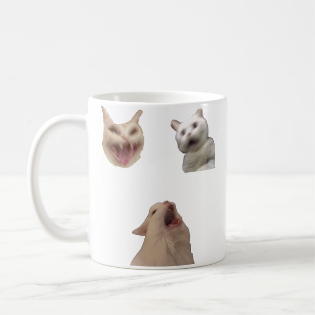 Screaming Cat Set Funny Meme for Cat Lovers Mug Kaffeetasse (Links)