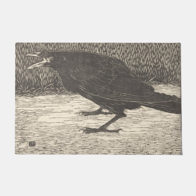 Screaming Crow (von Jan Mankes) Fußmatte (Vorderseite)