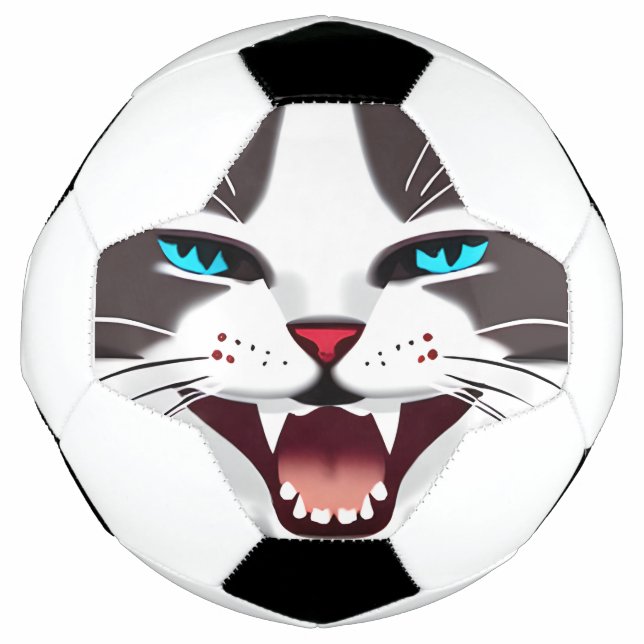 Screeching Blue Mit Augen Cat Fußball (Vorderseite)