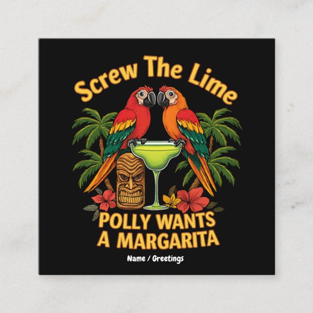 Screening Der Limone Polly Will eine Margarita Fun Quadratische Visitenkarte (Vorderseite)