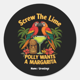 Screening Der Limone Polly Will eine Margarita Fun Runder Aufkleber