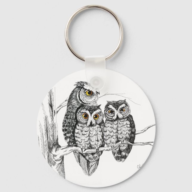 Screening Owl Family Schlüsselanhänger (Vorderseite)