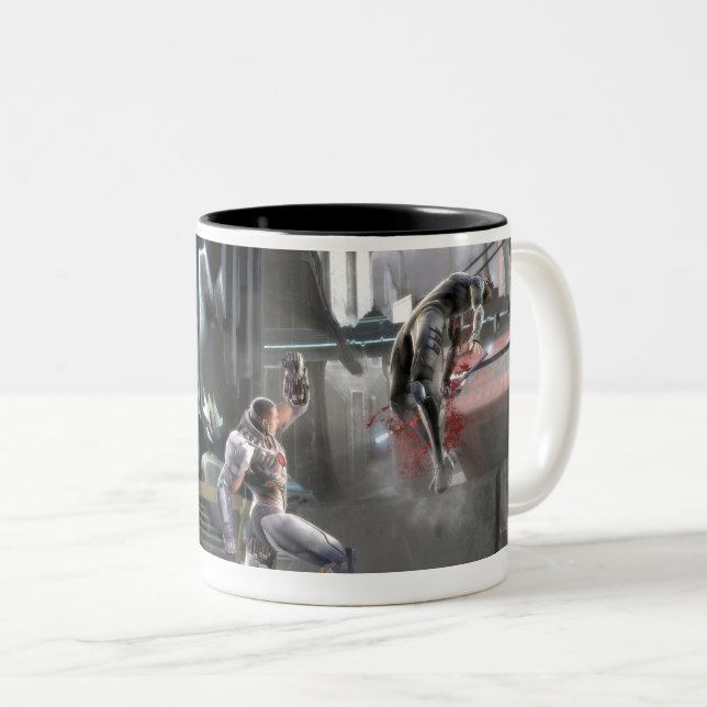 Screenshot: Cyborg vs Nightwing Zweifarbige Tasse (VorderseiteRechts)