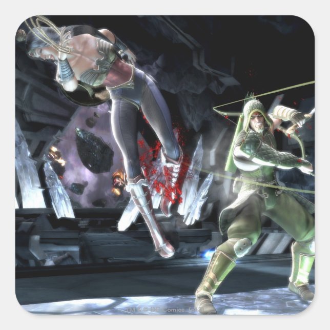Screenshot: Wonder Woman vs Green Arrow Quadratischer Aufkleber (Vorderseite)