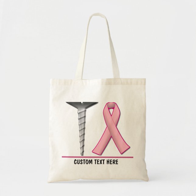 Screw Breast Cancer! Maßgeschneiderter Totbeutel Tragetasche (Vorne)
