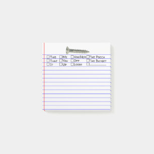 "Screw" mit Multiple Word Choice 3"X3" Post-it Klebezettel