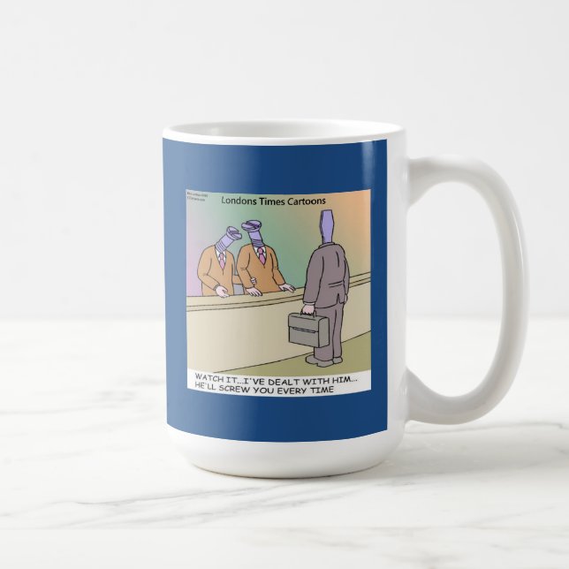 Screwy Salesman von Rick London Funny Kaffeetasse (Rechts)