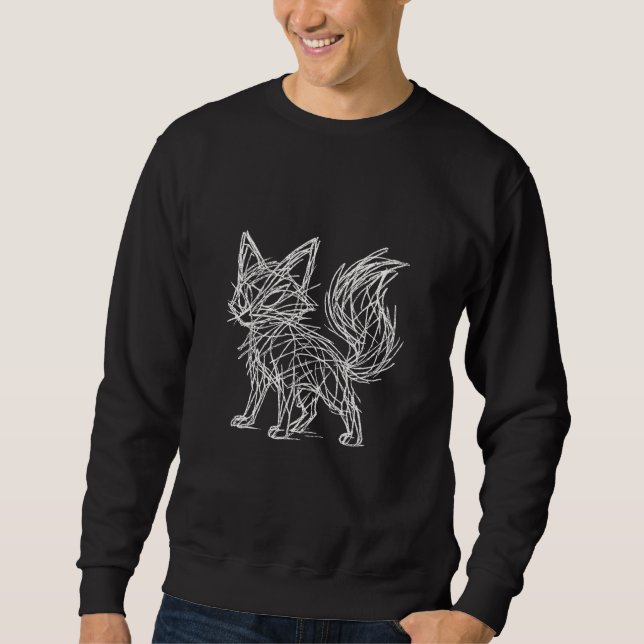 Scribble Fox Linienkunst Sweatshirt (Vorderseite)