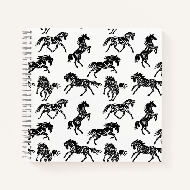 Scribble Horse Crazy Herd Design Notizbuch (Vorderseite)