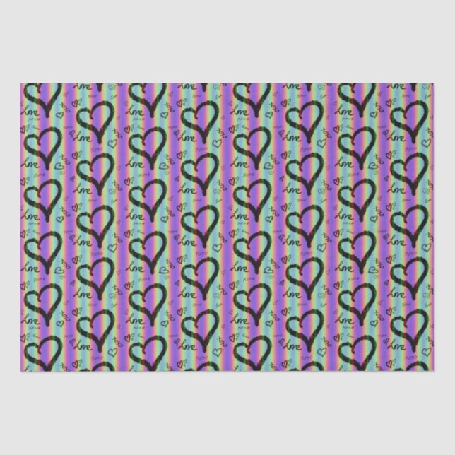 Scribble-Liebe Xoxo Heart Strip Tissue Seidenpapier (Vorderseite)