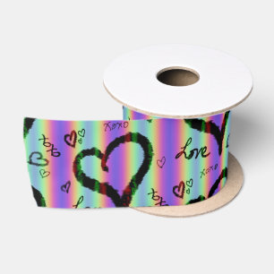 Scribble Liebe Xoxo Herz Streifen Band Satinband