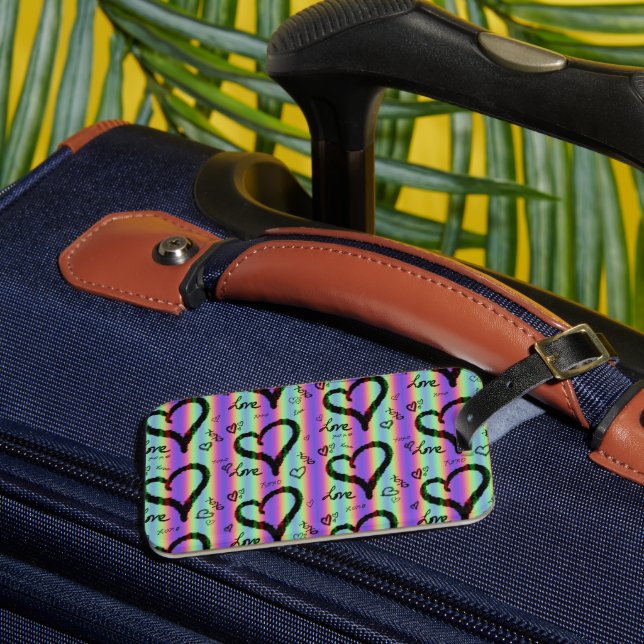 Scribble Liebe Xoxo Herz Strip Gepäckstück Tag Gepäckanhänger (Vorderseite Insitu 3)