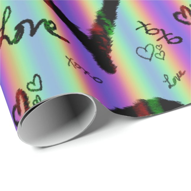 Scribble Liebe Xoxo Herz Strip Papier Geschenkpapier (Rolleneckpunkt)