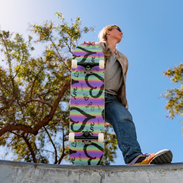 Scribble Liebe Xoxo Herz Stripe Skateboard (Außenbereich 1)