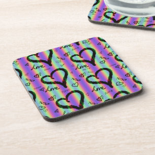 Scribble Love Xoxo Heart Stripe Dessous de verre p