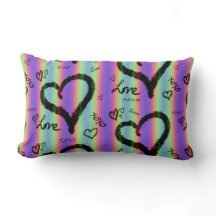 Scribble Love Xoxo Heart Stripe Lance Oreiller