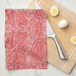 Scribble Motif Rouge Serviette de cuisine