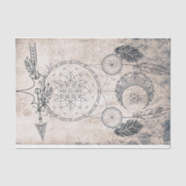 Scribble Pfeil mandala bedrückte Mondskizze Seidenpapier