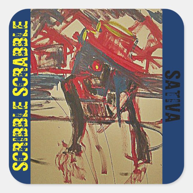 SCRIBBLE SCRABBLE SATIVA QUADRATISCHER AUFKLEBER (Vorderseite)